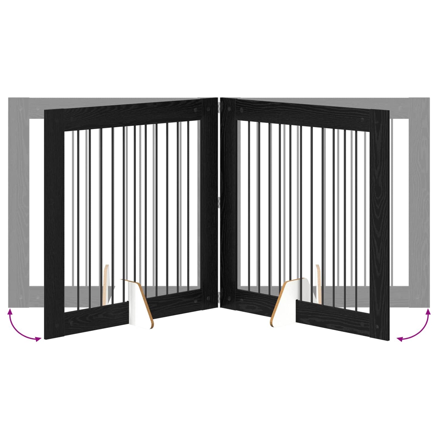 Foldbar hundegitter med stativer 4 pcs Svart eik 401 cm