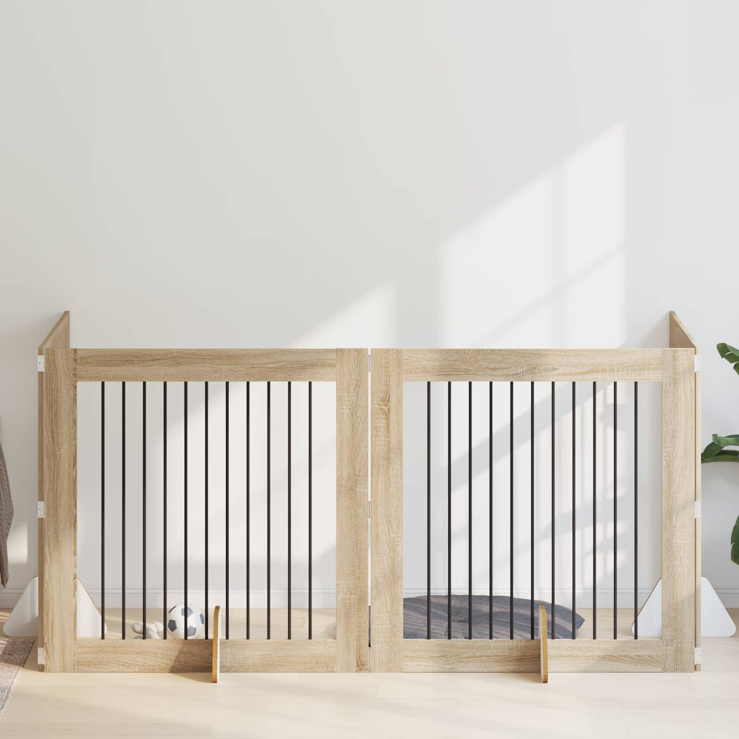 Hundegate med stender 4 pcs Sonoma eik 100 x 100 cm
