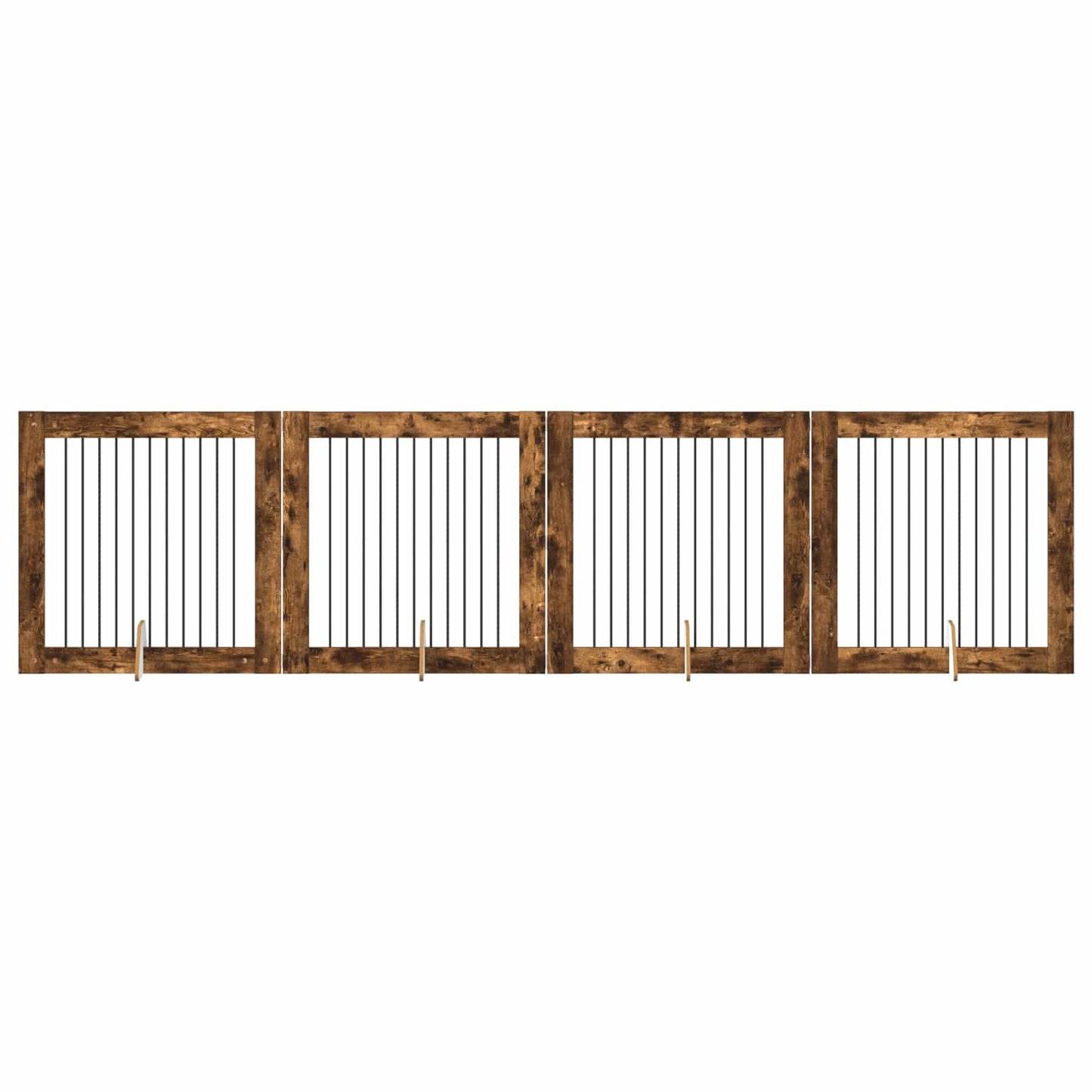 Foldbar hundegitter med stativer 4 pcs Røkt Eik 401 cm