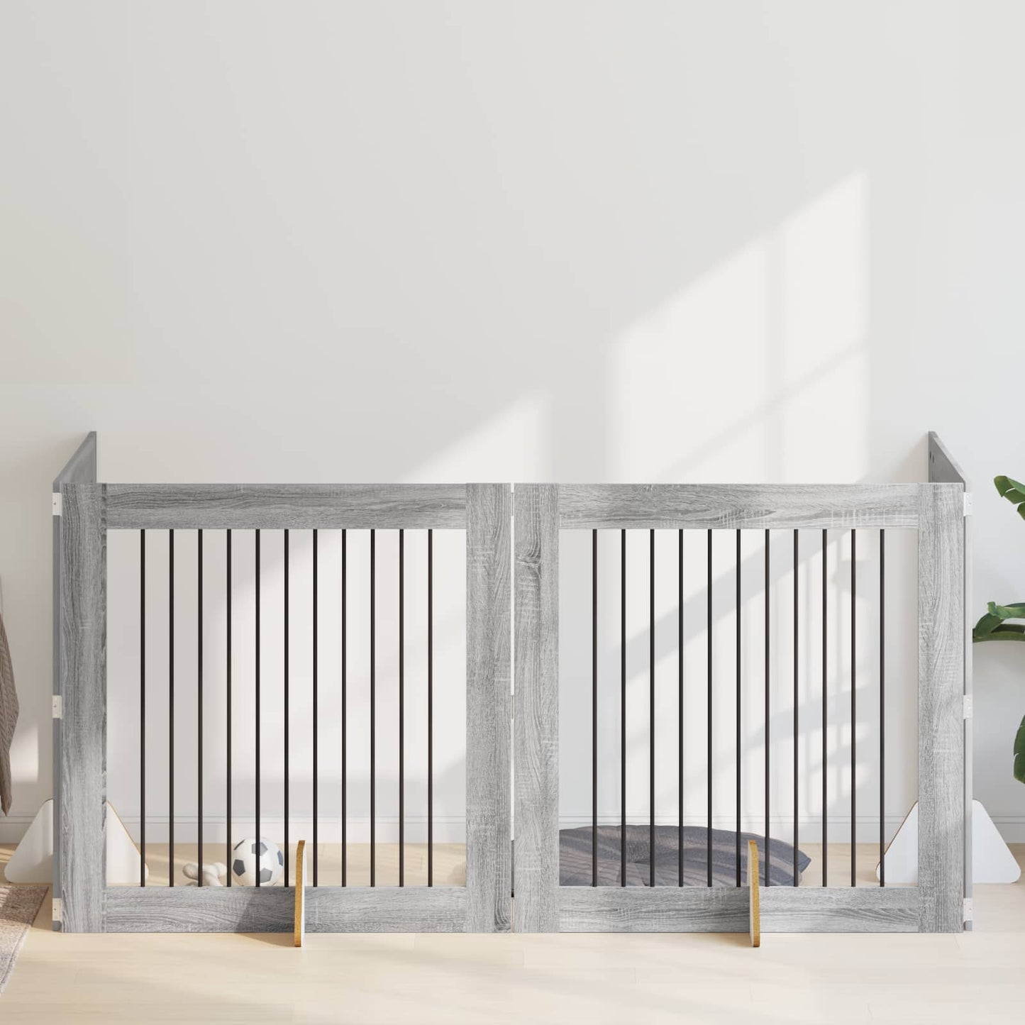 Foldbar hundegitter med stativer 4 stk. Grå Sonoma 401 cm