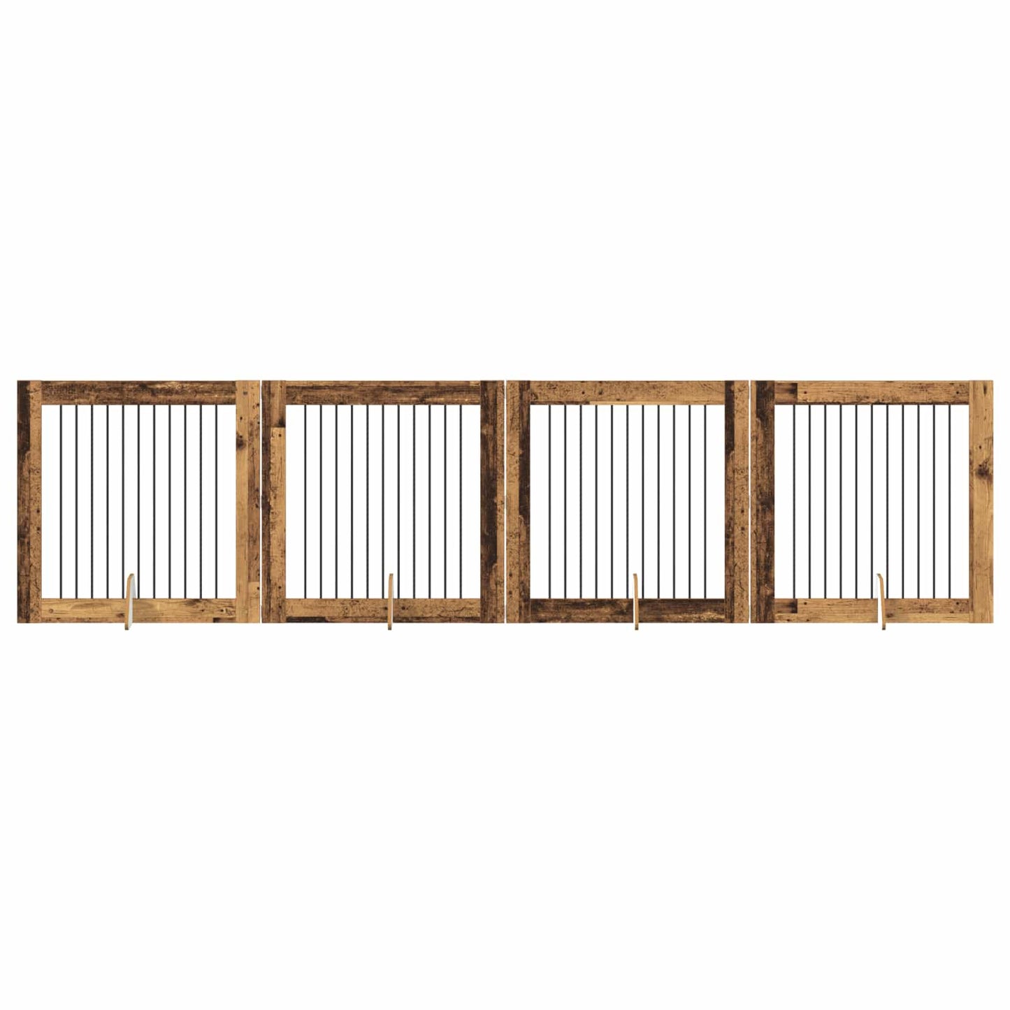 Foldbar hundegitter med stativer 4 pcs Gammelt tre 401 cm