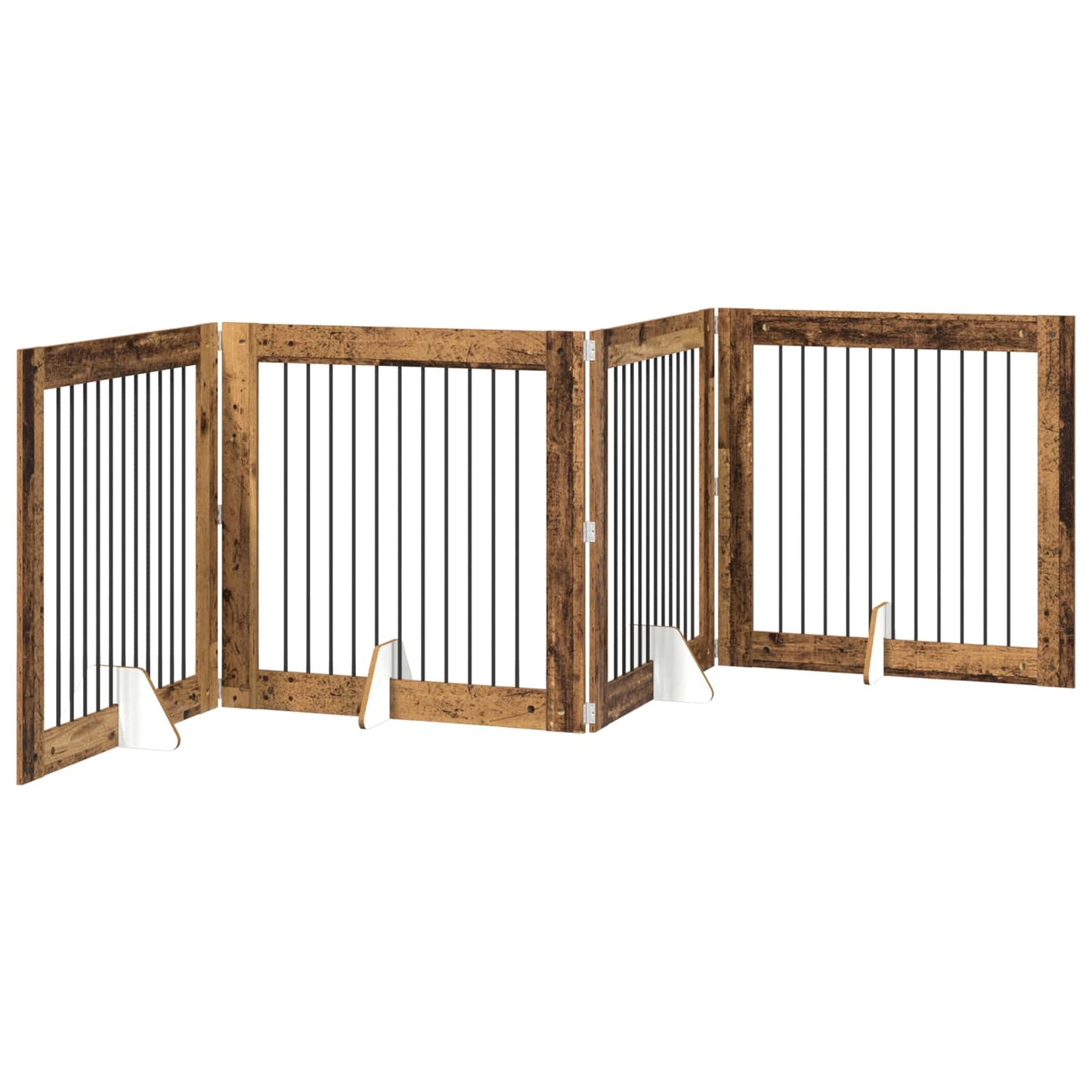 Foldbar hundegitter med stativer 4 pcs Gammelt tre 401 cm