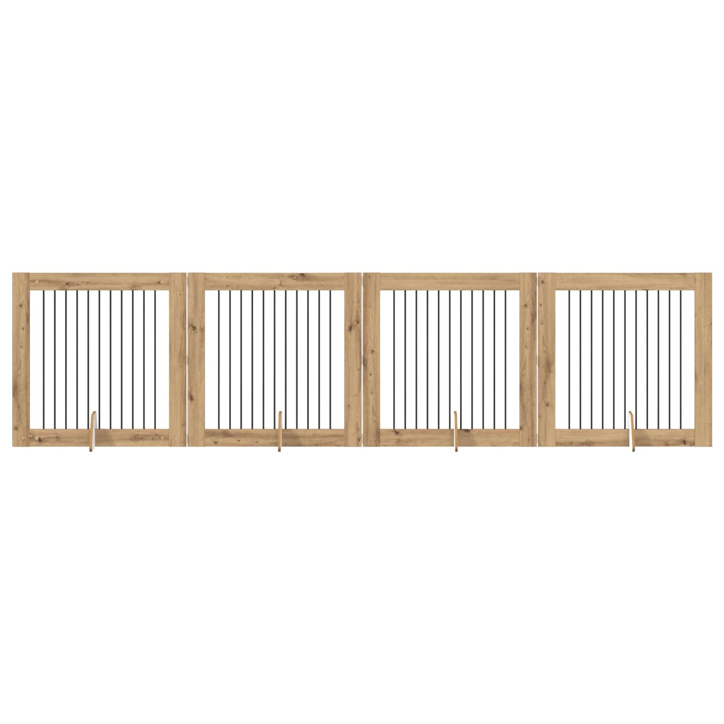 Foldbar hundegitter med stativer 4 pcs Artisan eik 401 cm