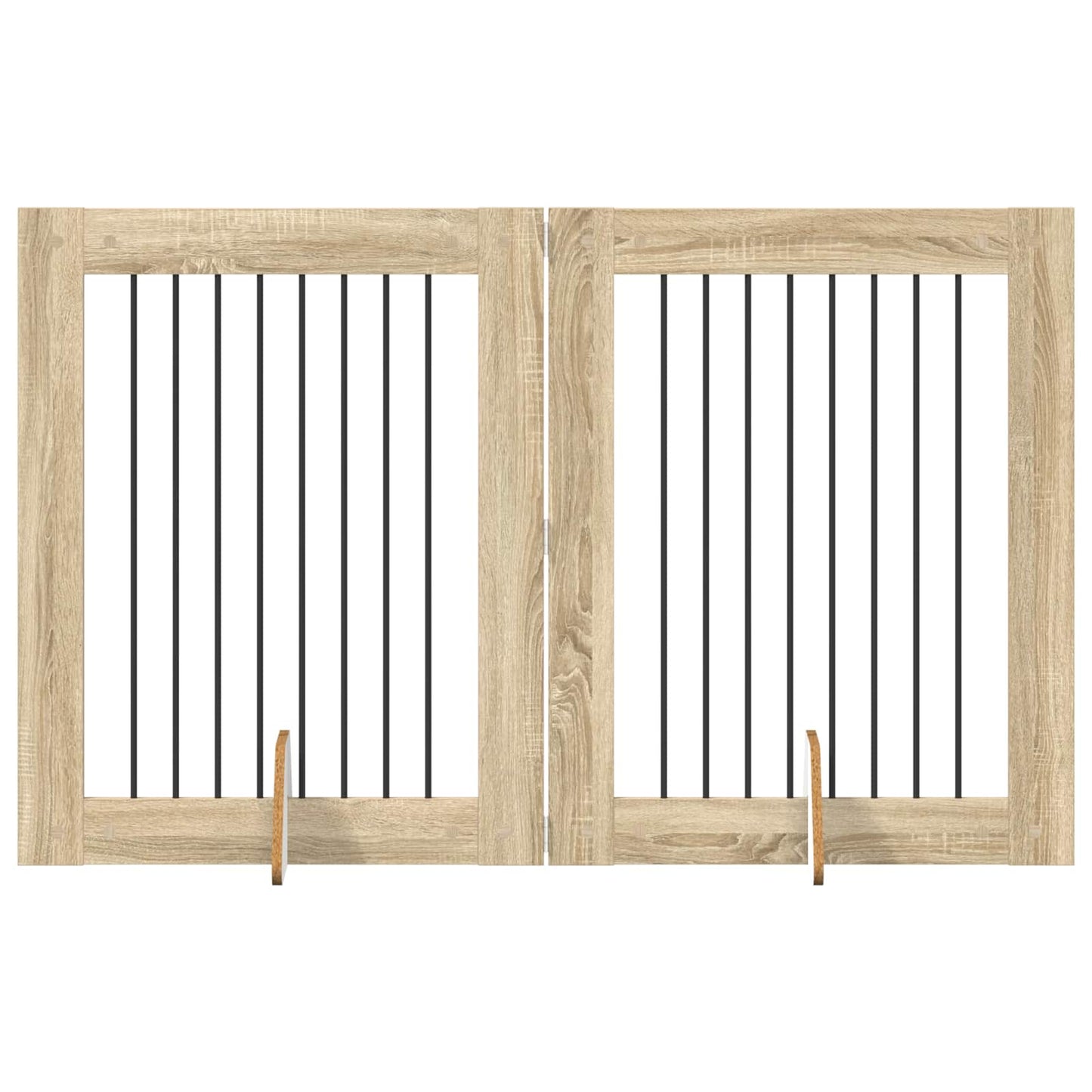 Foldbar hundegitter med stativer 2 pcs Sonoma eik 160,5 cm
