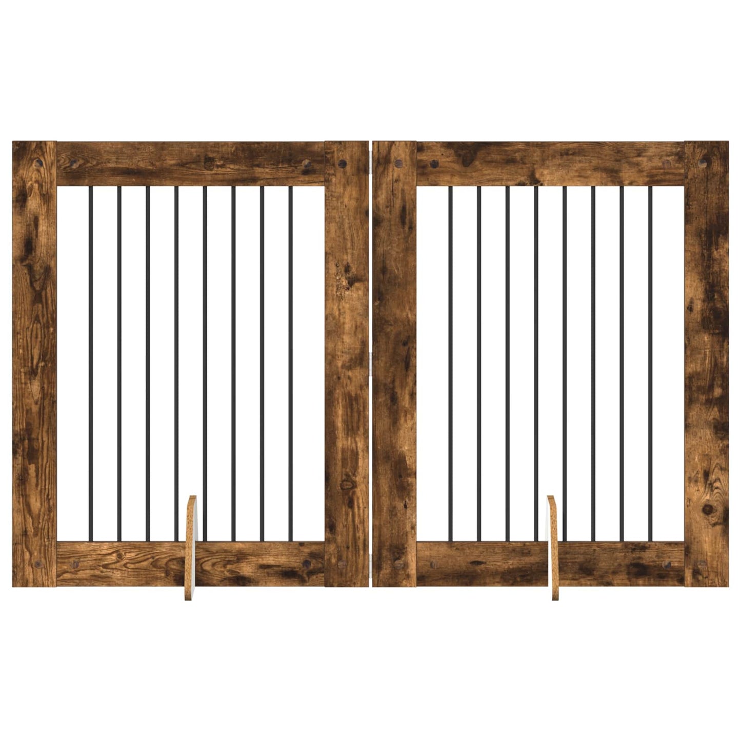 Foldbar hundegitter med stativer 2 pcs Røkt Eik 160,5 cm