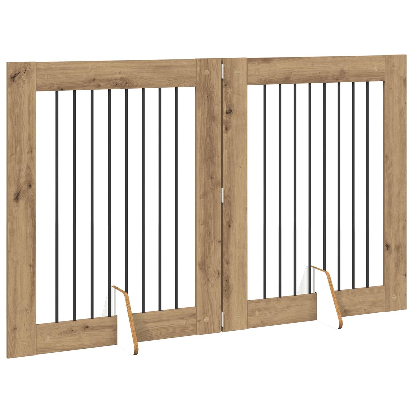 Foldbar hundegitter med stativer 2 pcs Artisan eik 160,5 cm
