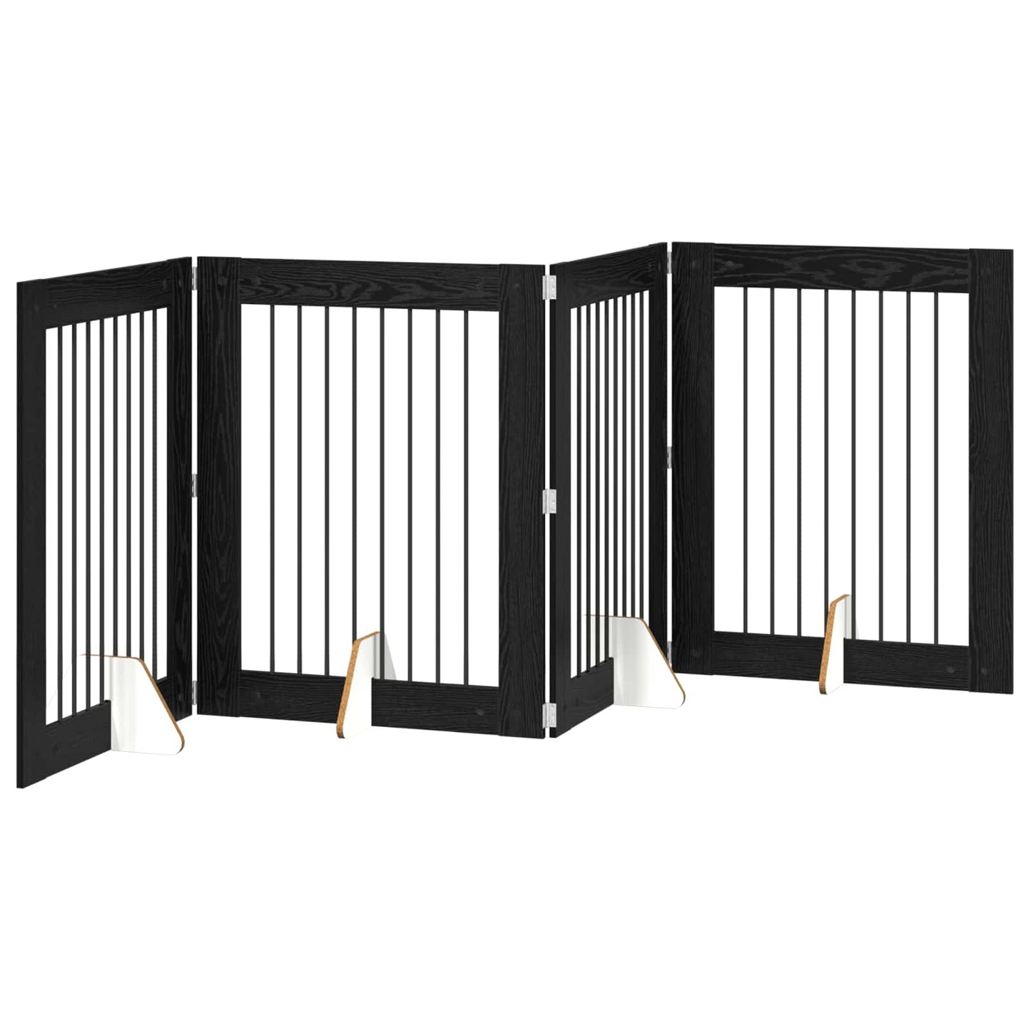 Foldbar hundegitter med stativer 4 pcs Svart eik 321 cm