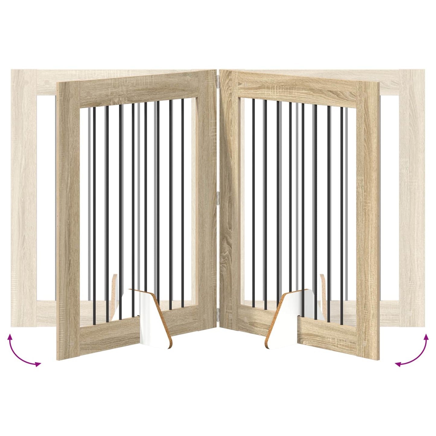 Foldbar hundegitter med stativer 4 pcs Sonoma eik 321 cm