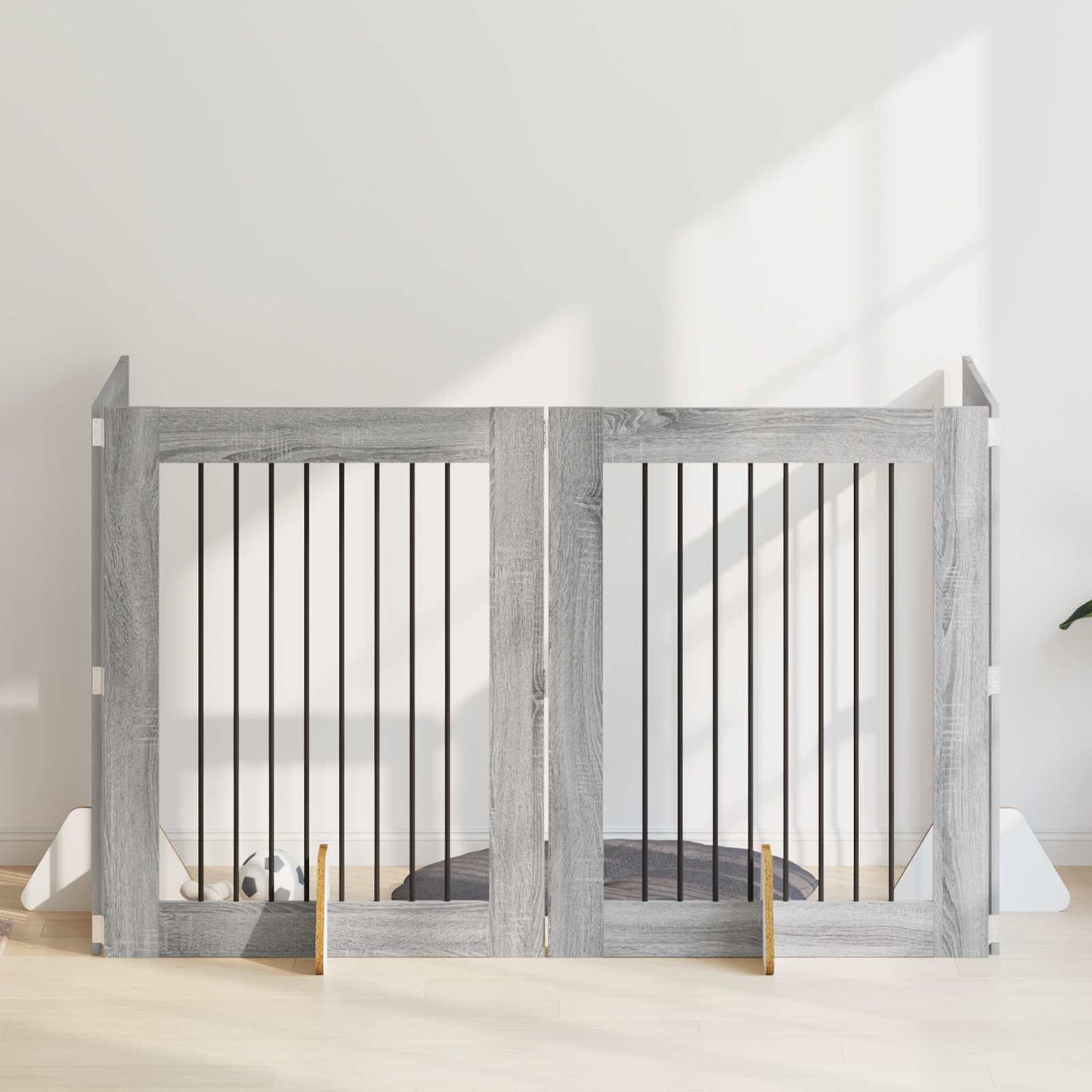 Foldbar hundegitter med stativer 4 stk. Grå Sonoma 321 cm
