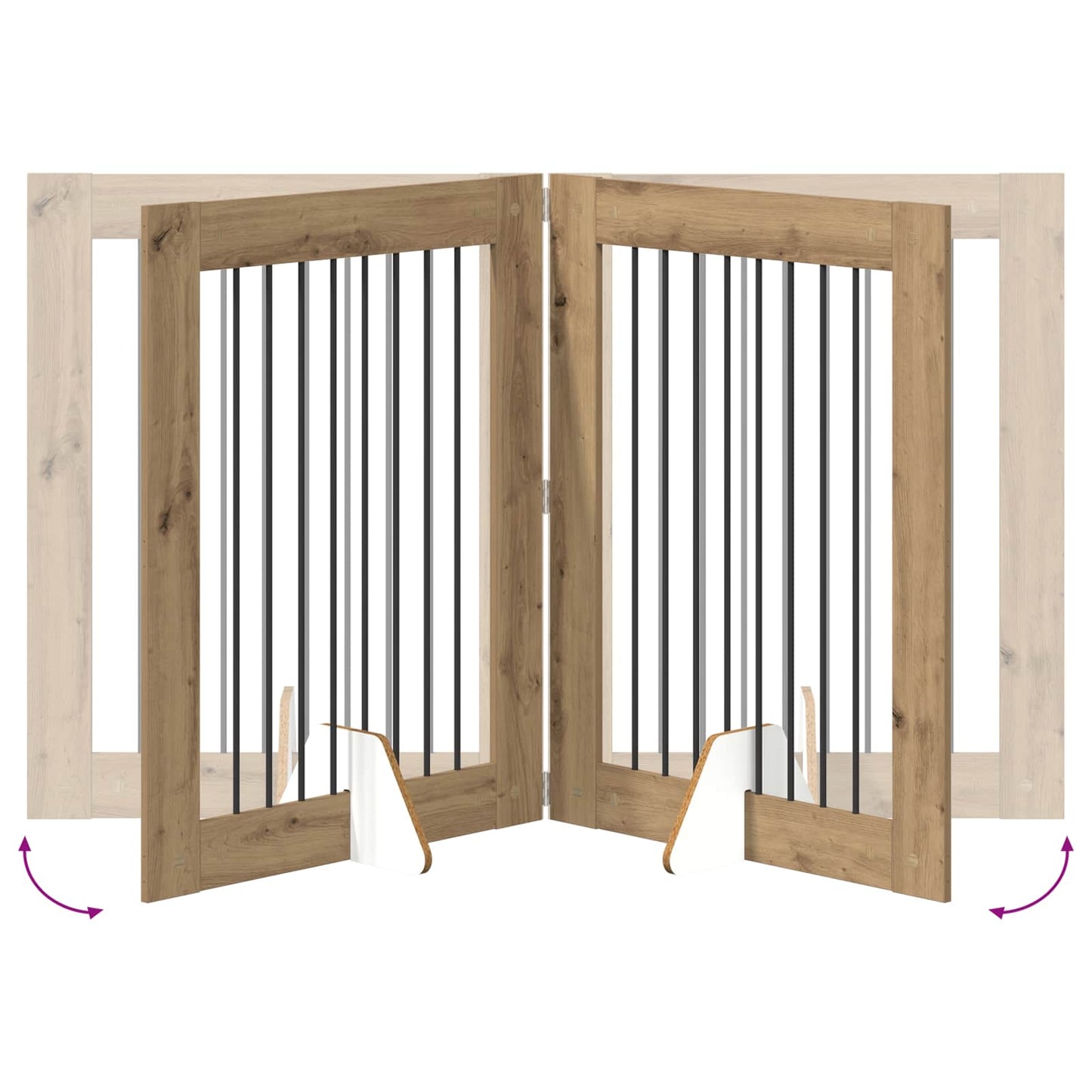 Foldbar hundegitter med stativer 4 pcs Artisan eik 321 cm