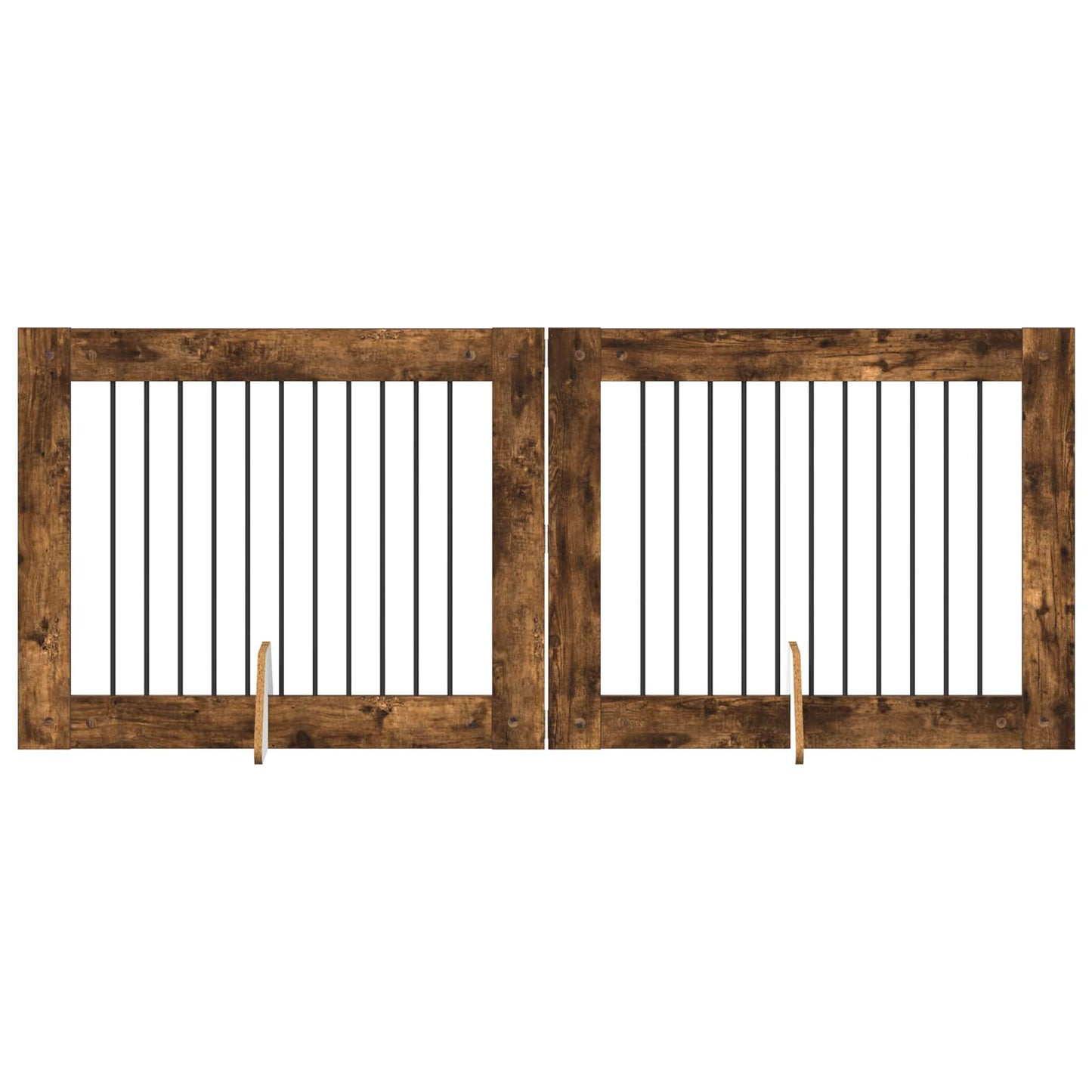 Foldbar hundegitter med stativer 2 pcs Røkt Eik 200,5 cm