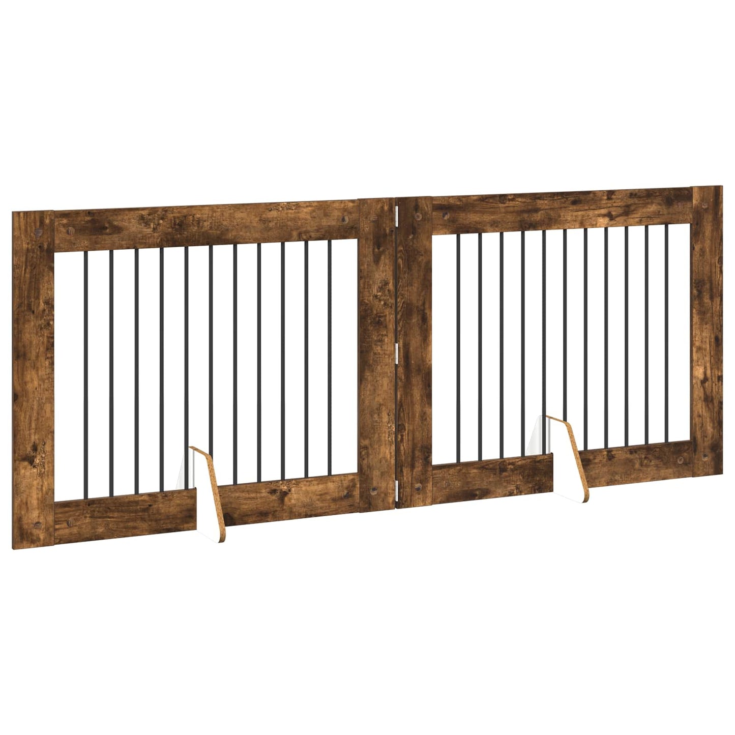 Foldbar hundegitter med stativer 2 pcs Røkt Eik 200,5 cm