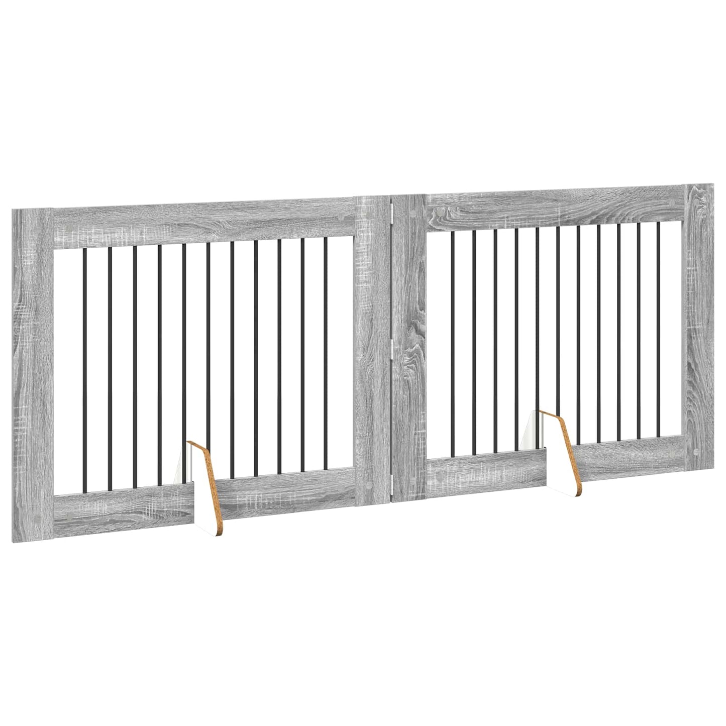 Foldbar hundegitter med stativer 2 pcs Grå sonoma 200,5 cm