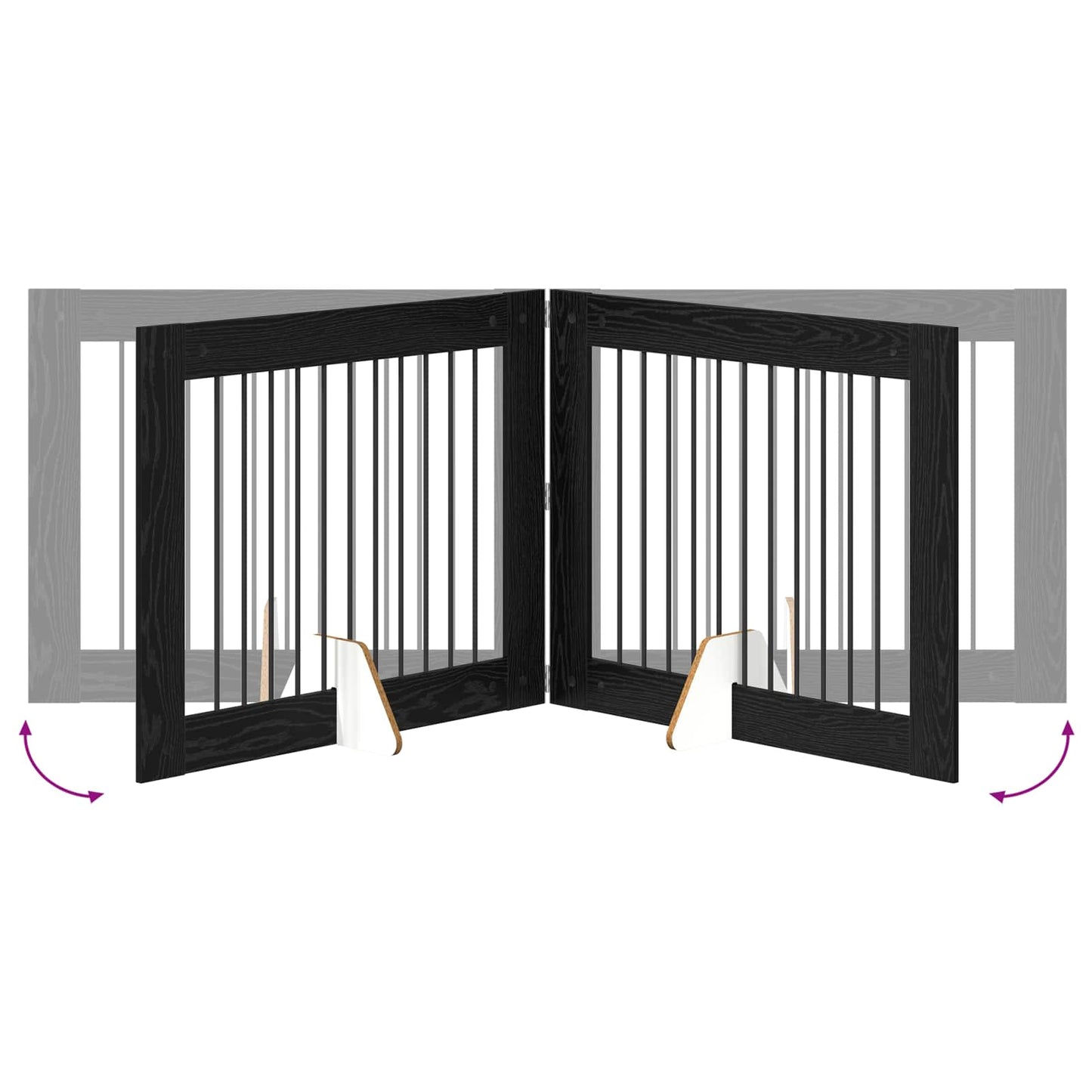 Hundegate med stender 4 pcs Svart eik 100 x 80 cm