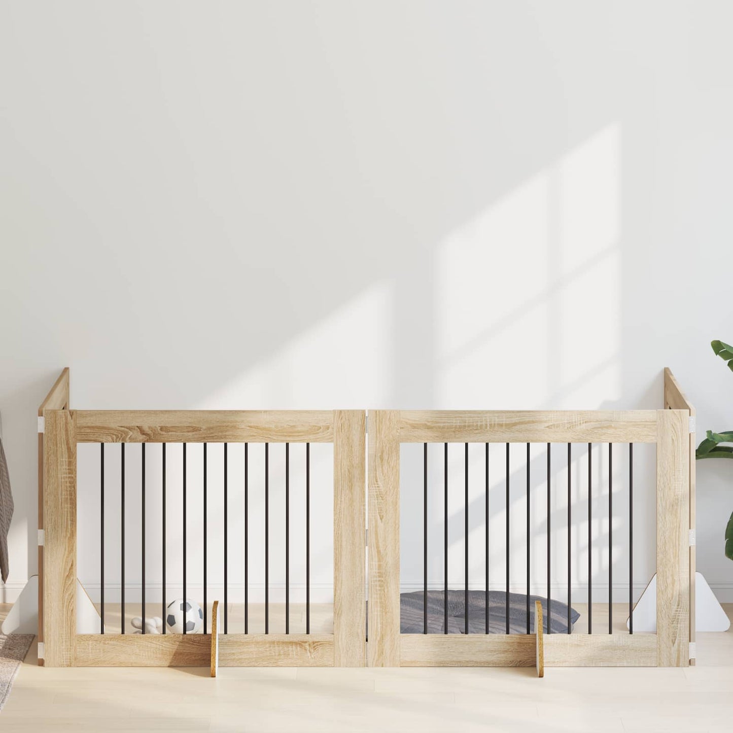 Hundegate med stender 4 pcs Sonoma eik 100 x 80 cm