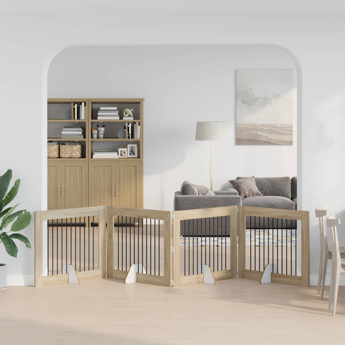 Hundegate med stender 4 pcs Sonoma eik 100 x 80 cm