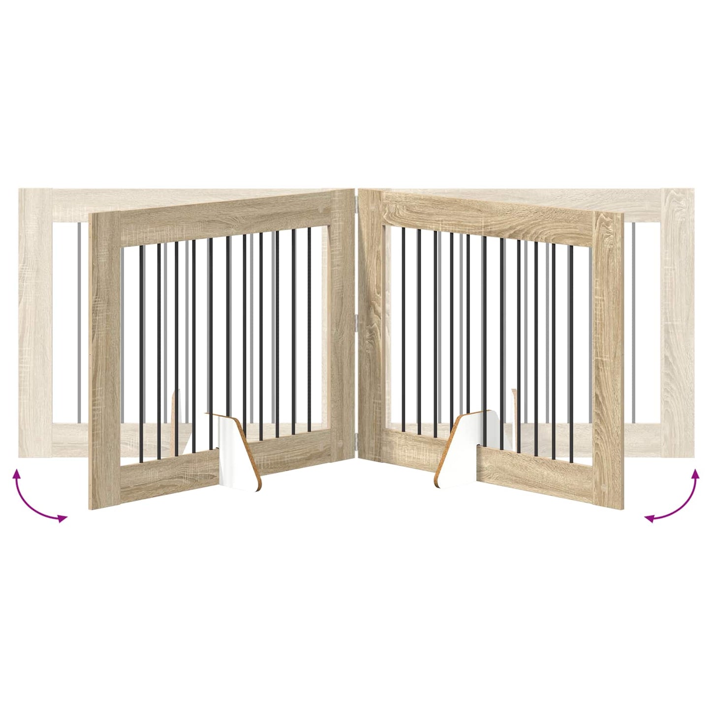 Hundegate med stender 4 pcs Sonoma eik 100 x 80 cm