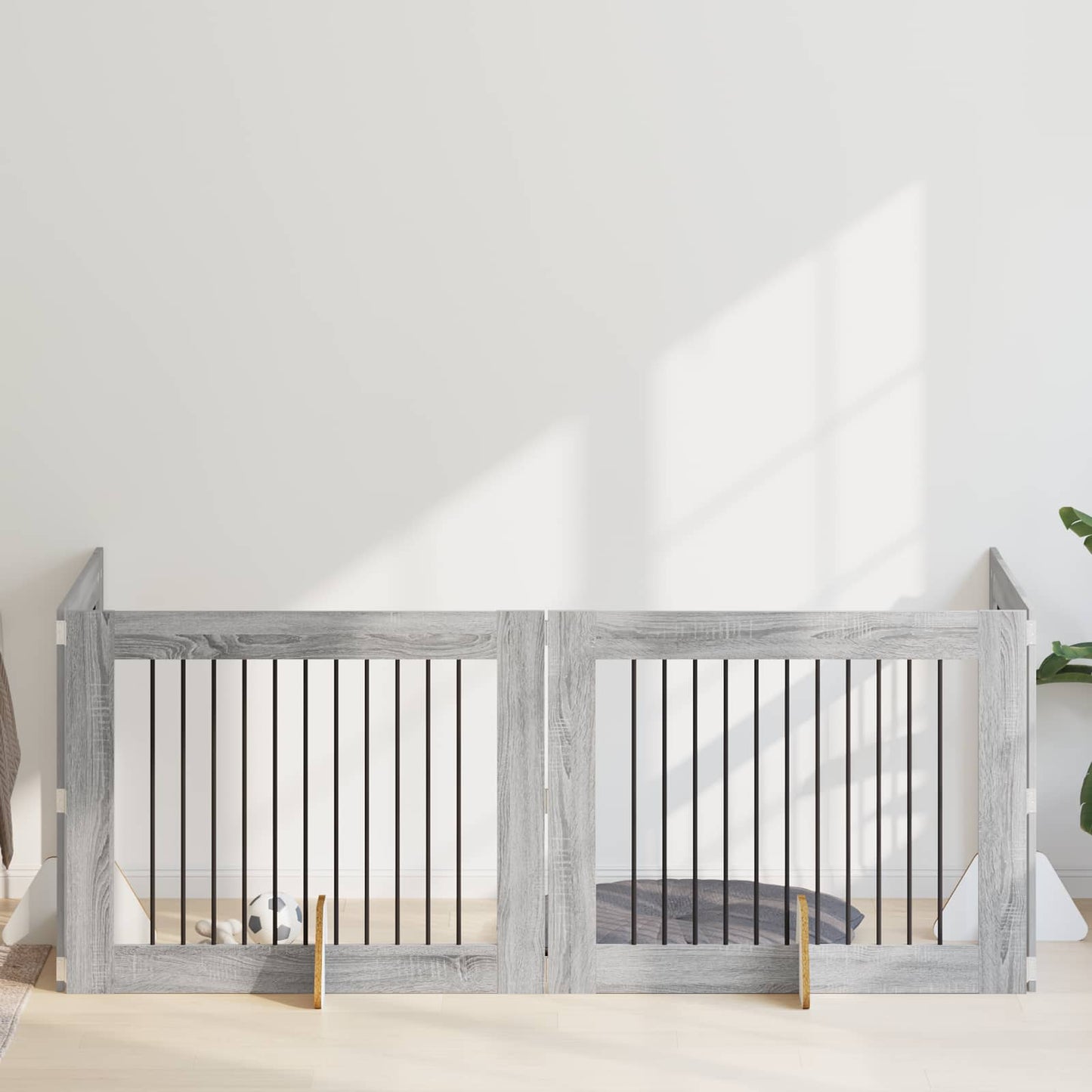 Foldbar hundegitter med stativer 4 stk. Grå Sonoma 401 cm
