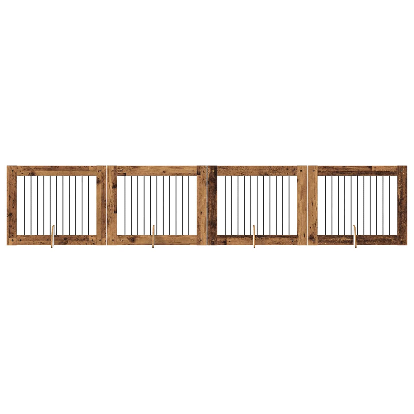 Foldbar hundegitter med stativer 4 pcs Gammelt tre 401 cm