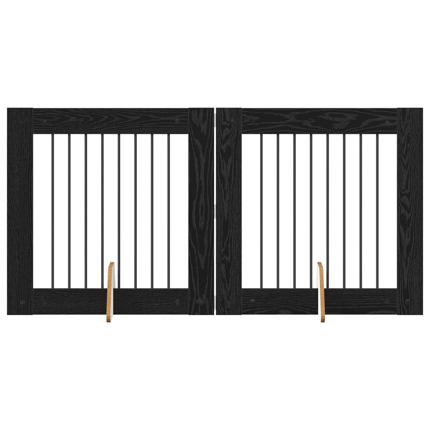 Foldbar hundegitter med stativer 2 pcs Svart eik 160,5 cm