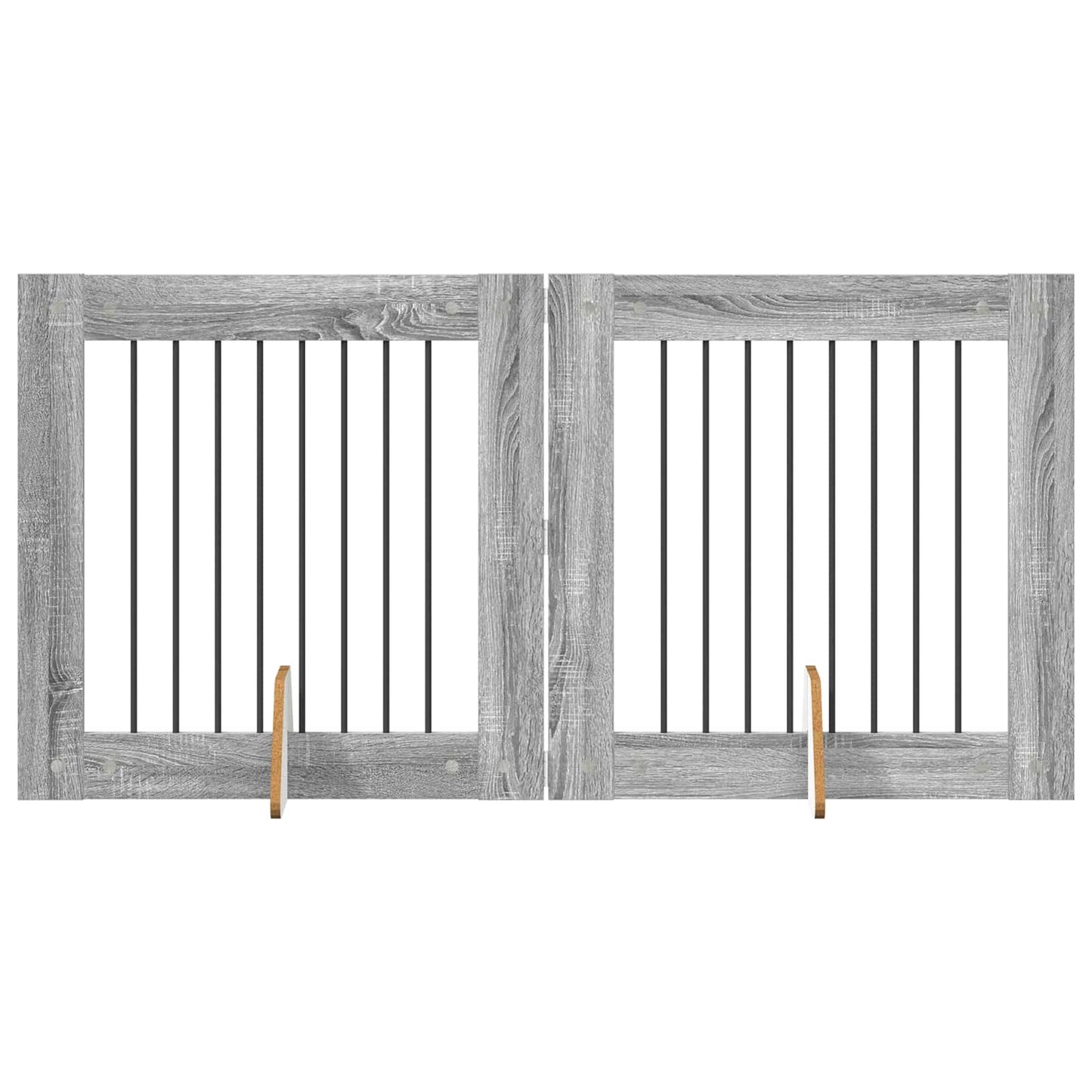 Foldbar hundegitter med stativer 2 pcs Grå sonoma 160,5 cm