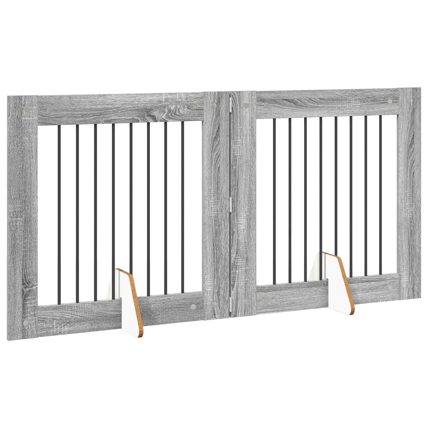 Foldbar hundegitter med stativer 2 pcs Grå sonoma 160,5 cm