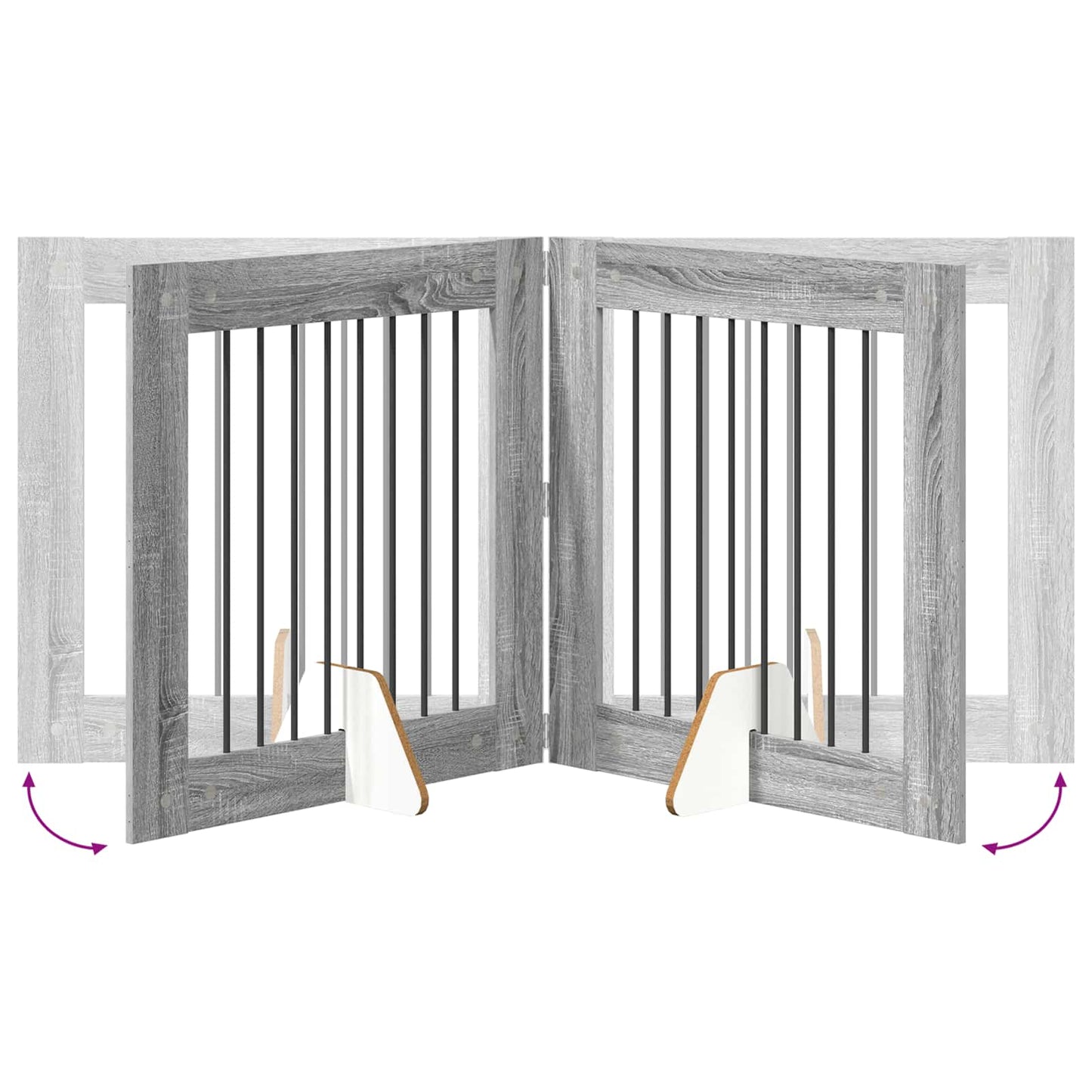 Foldbar hundegitter med stativer 2 pcs Grå sonoma 160,5 cm