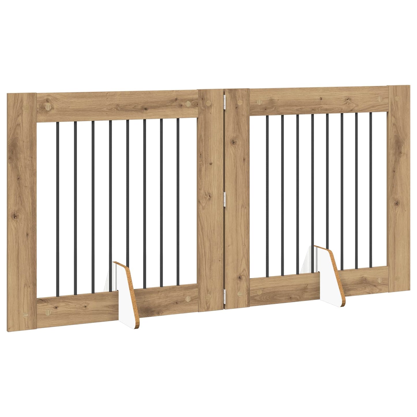 Foldbar hundegitter med stativer 2 pcs Artisan eik 160,5 cm