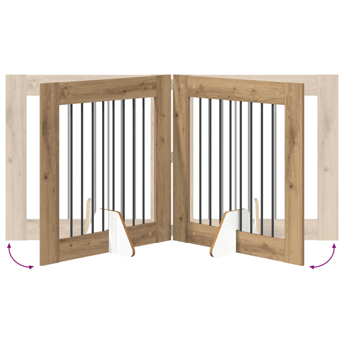 Foldbar hundegitter med stativer 2 pcs Artisan eik 160,5 cm