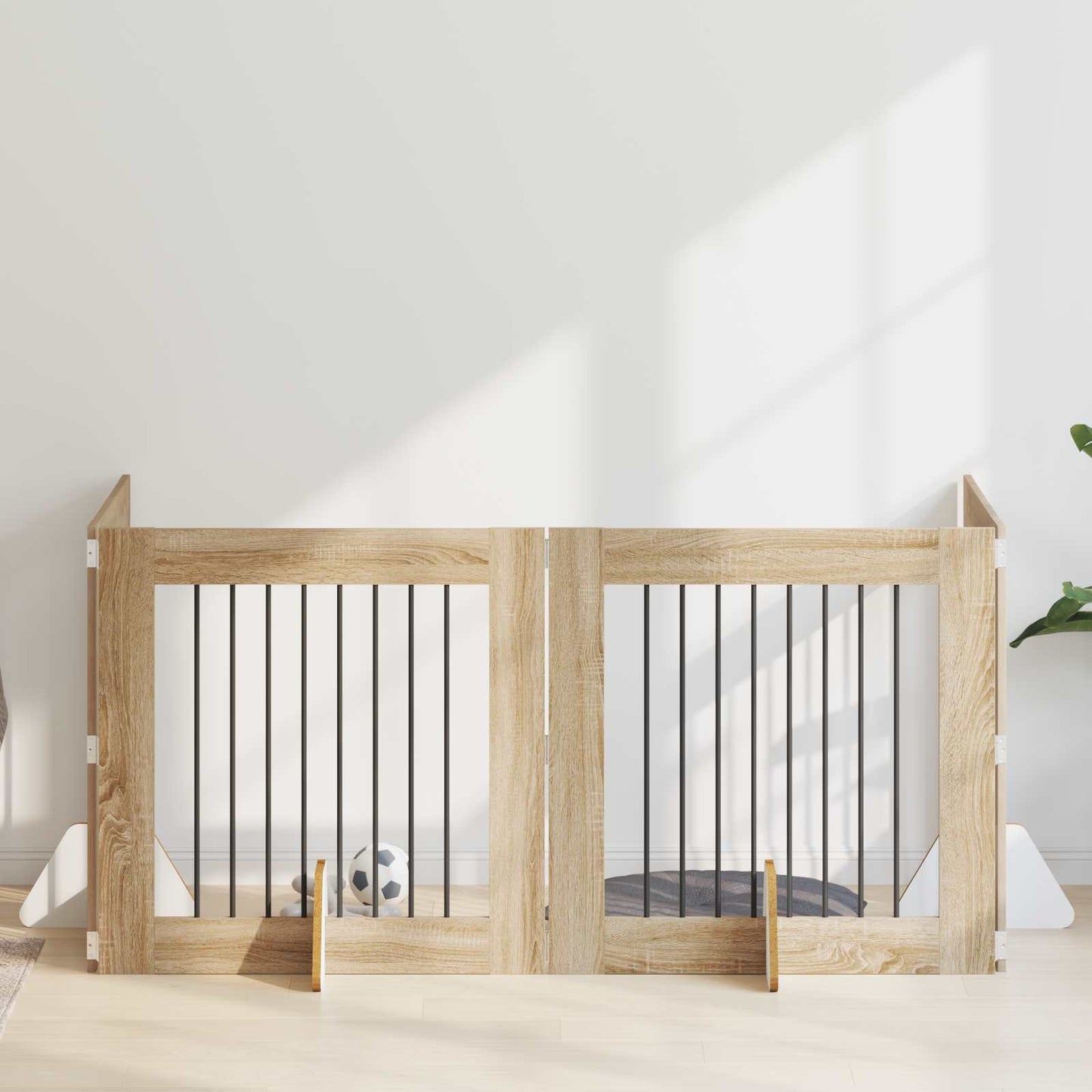 Hundegate med stender 4 pcs Sonoma eik 80 x 80 cm