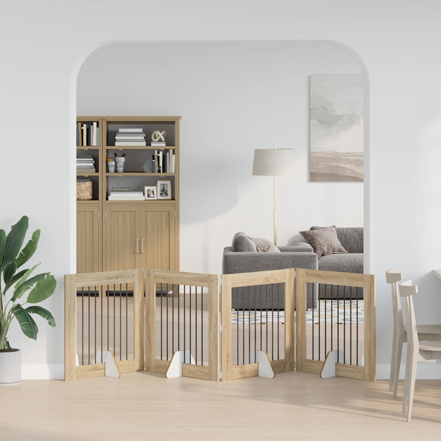 Hundegate med stender 4 pcs Sonoma eik 80 x 80 cm