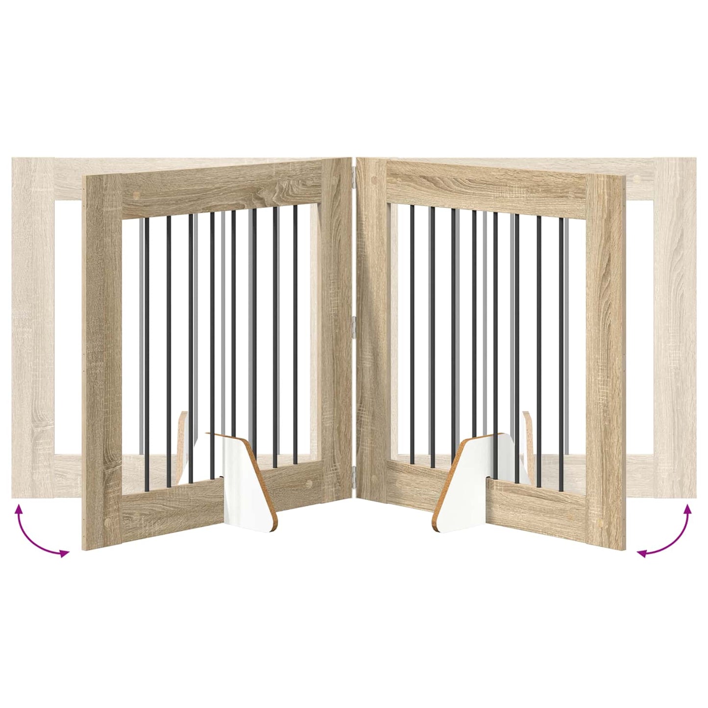 Hundegate med stender 4 pcs Sonoma eik 80 x 80 cm