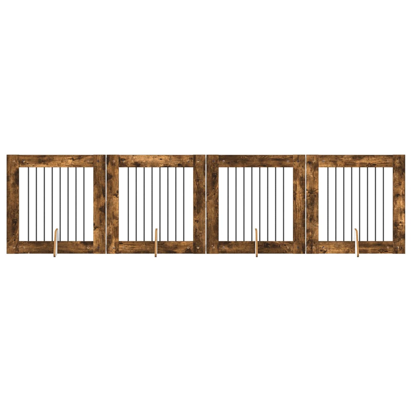 Foldbar hundegitter med stativer 4 pcs Røkt Eik 321 cm