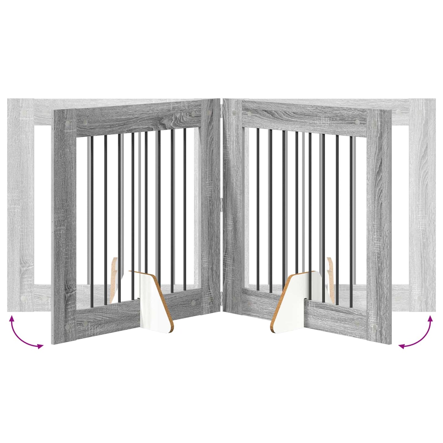 Foldbar hundegitter med stativer 4 pcs Grå sonoma 321 cm