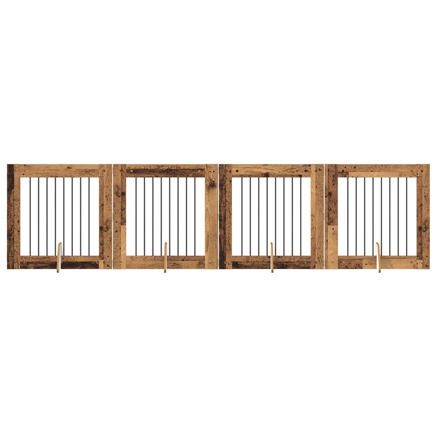 Foldbar hundegitter med stativer 4 pcs Gammelt tre 321 cm