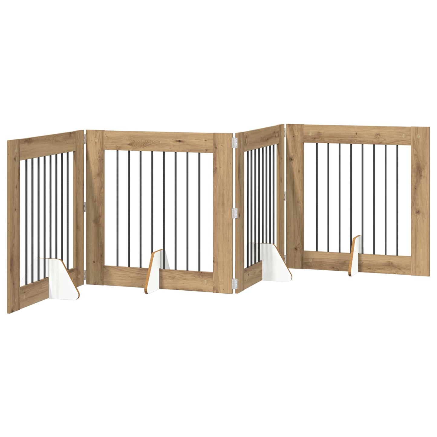 Foldbar hundegitter med stativer 4 pcs Artisan eik 321 cm