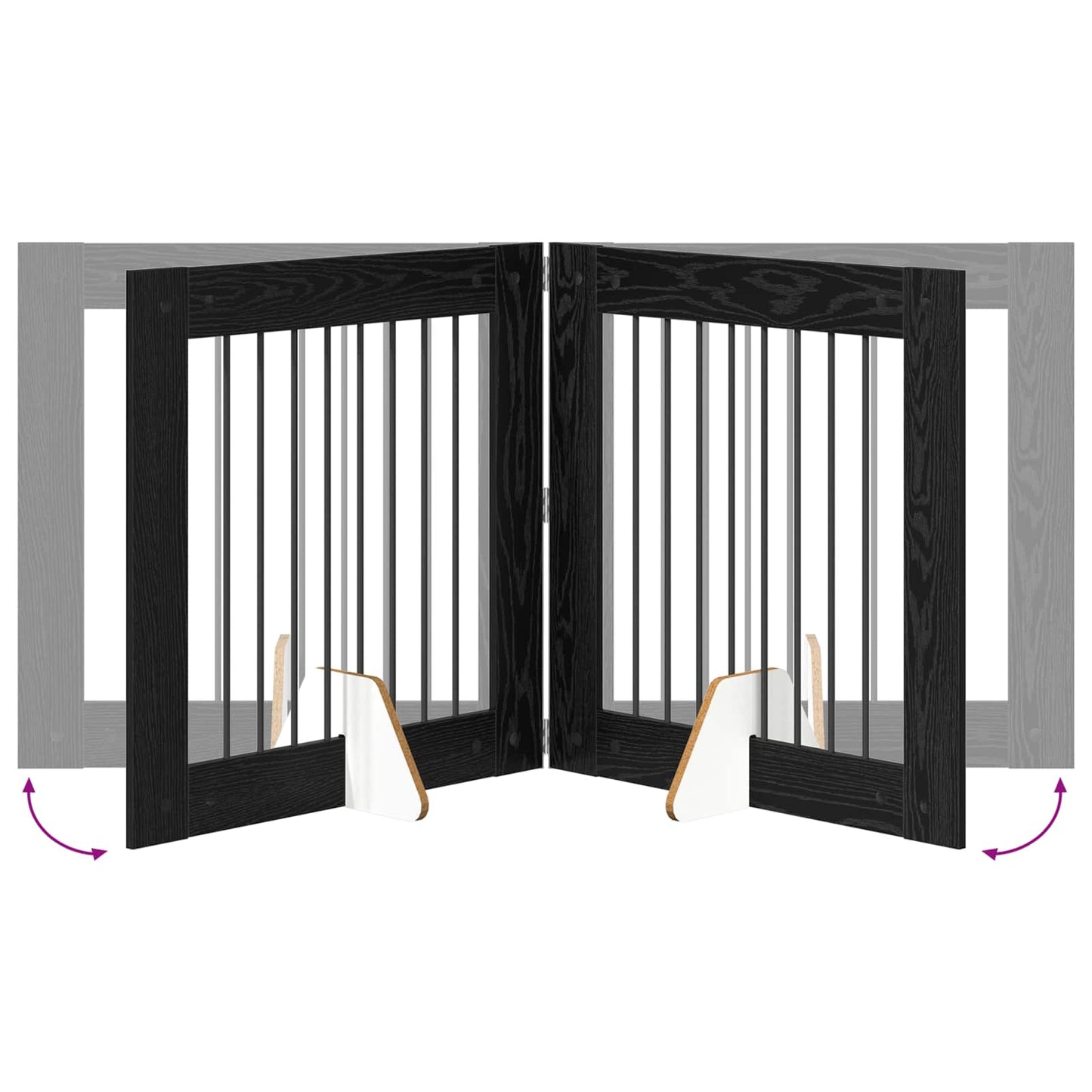Foldbar hundegitter med stativer 6 pcs Svart eik 482 cm