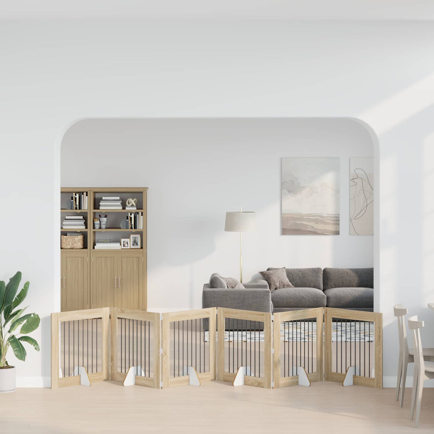 Foldbar hundegitter med stativer 6 pcs Sonoma eik 482 cm