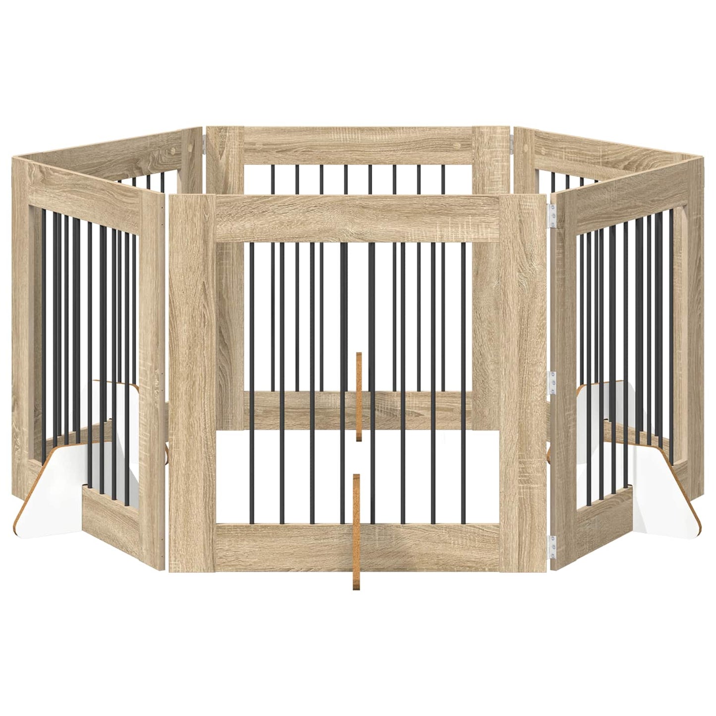Foldbar hundegitter med stativer 6 pcs Sonoma eik 482 cm