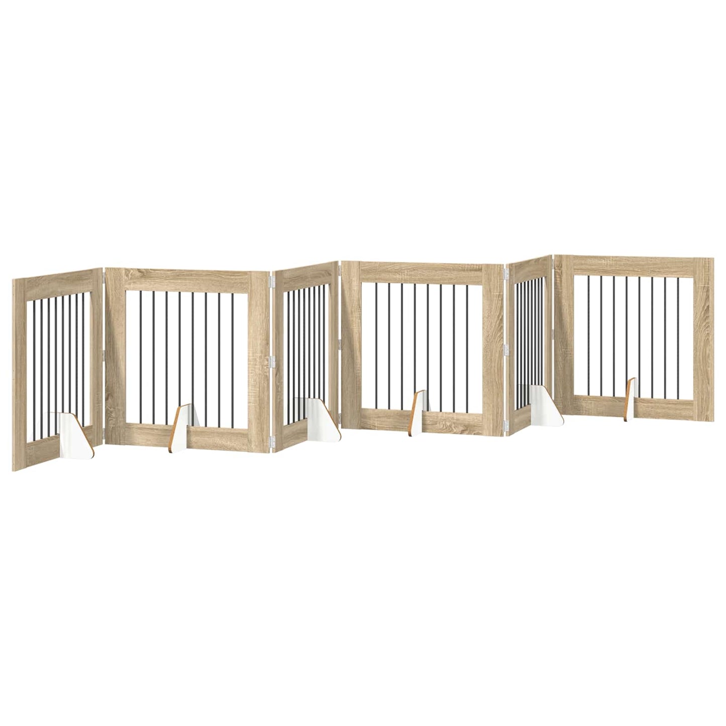 Foldbar hundegitter med stativer 6 pcs Sonoma eik 482 cm