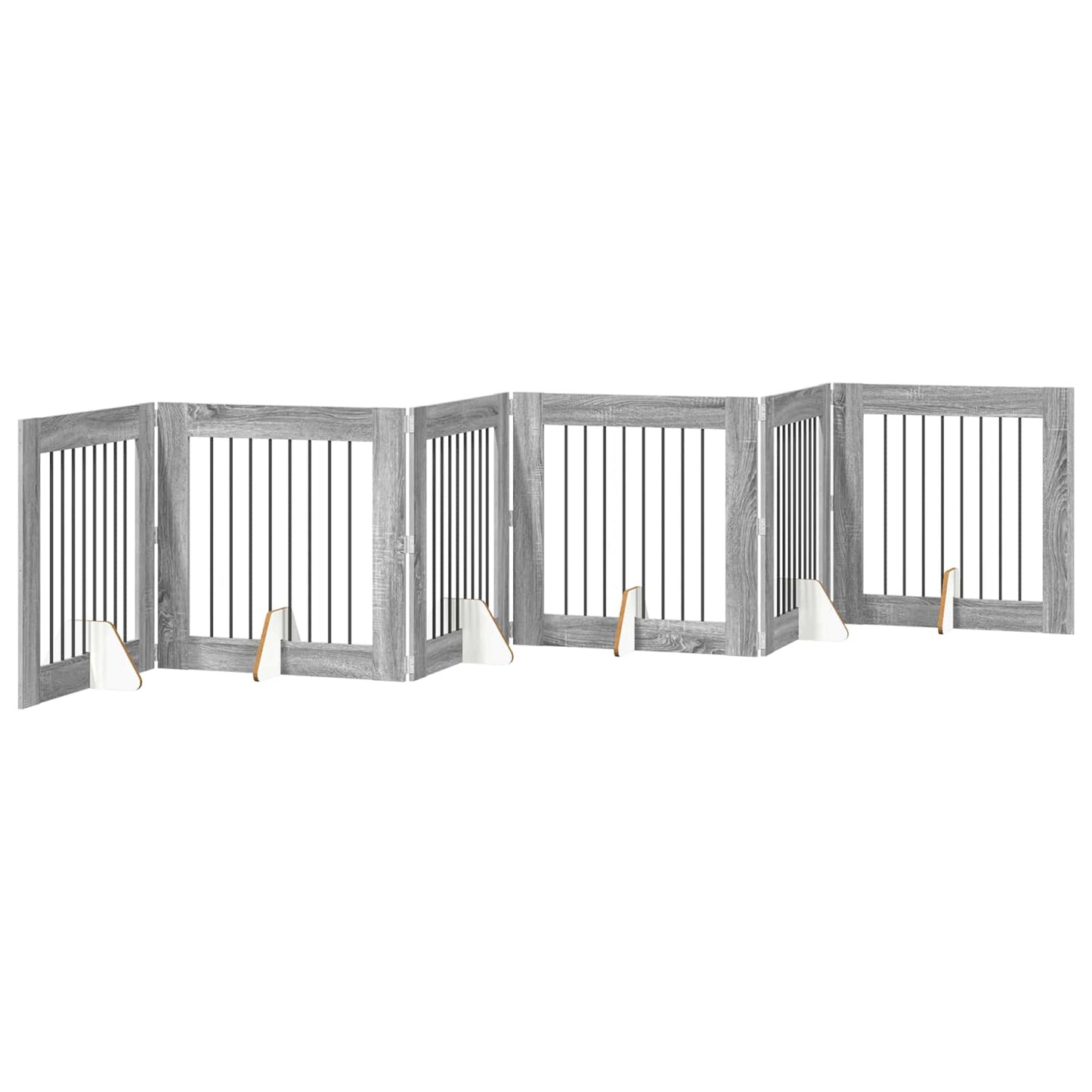 Foldbar hundegitter med stativer 6 pcs Grå sonoma 482 cm
