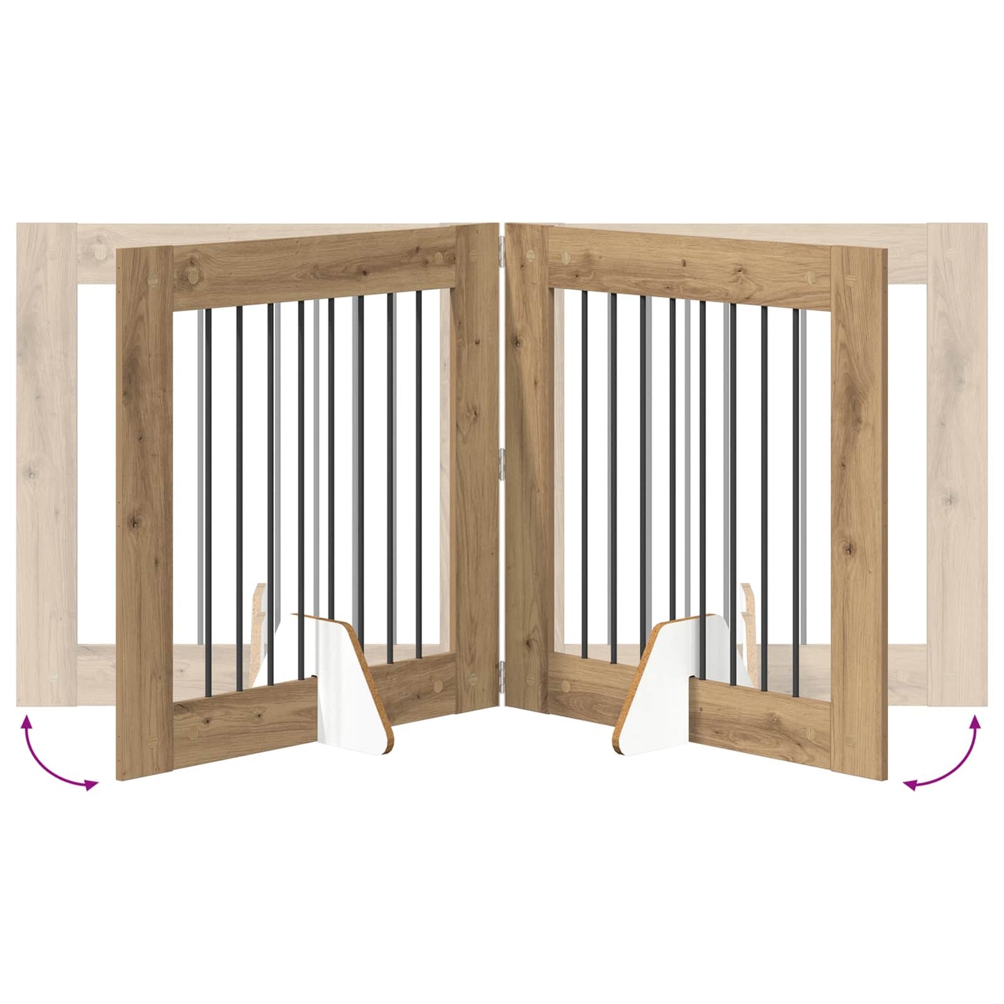 Foldbar hundegitter med stativer 6 pcs Artisan eik 482 cm