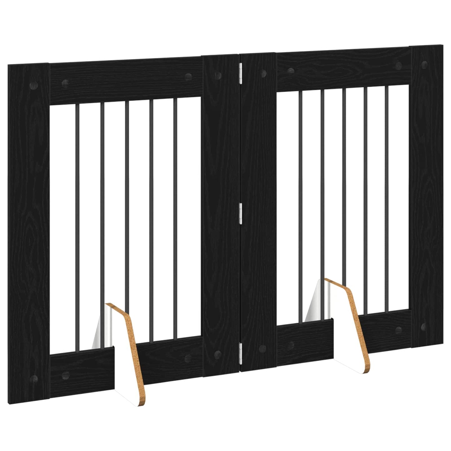 Foldbar hundegitter med stativer 2 pcs Svart eik 120,5 cm