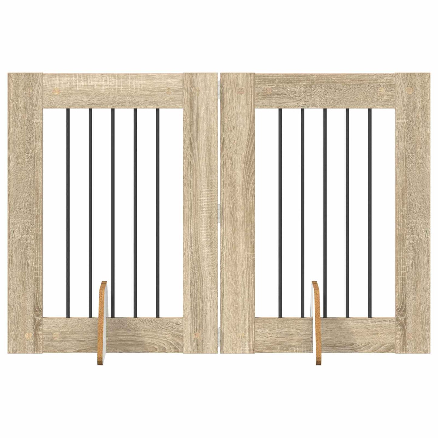 Foldbar hundegitter med stativer 2 pcs Sonoma eik 120,5 cm