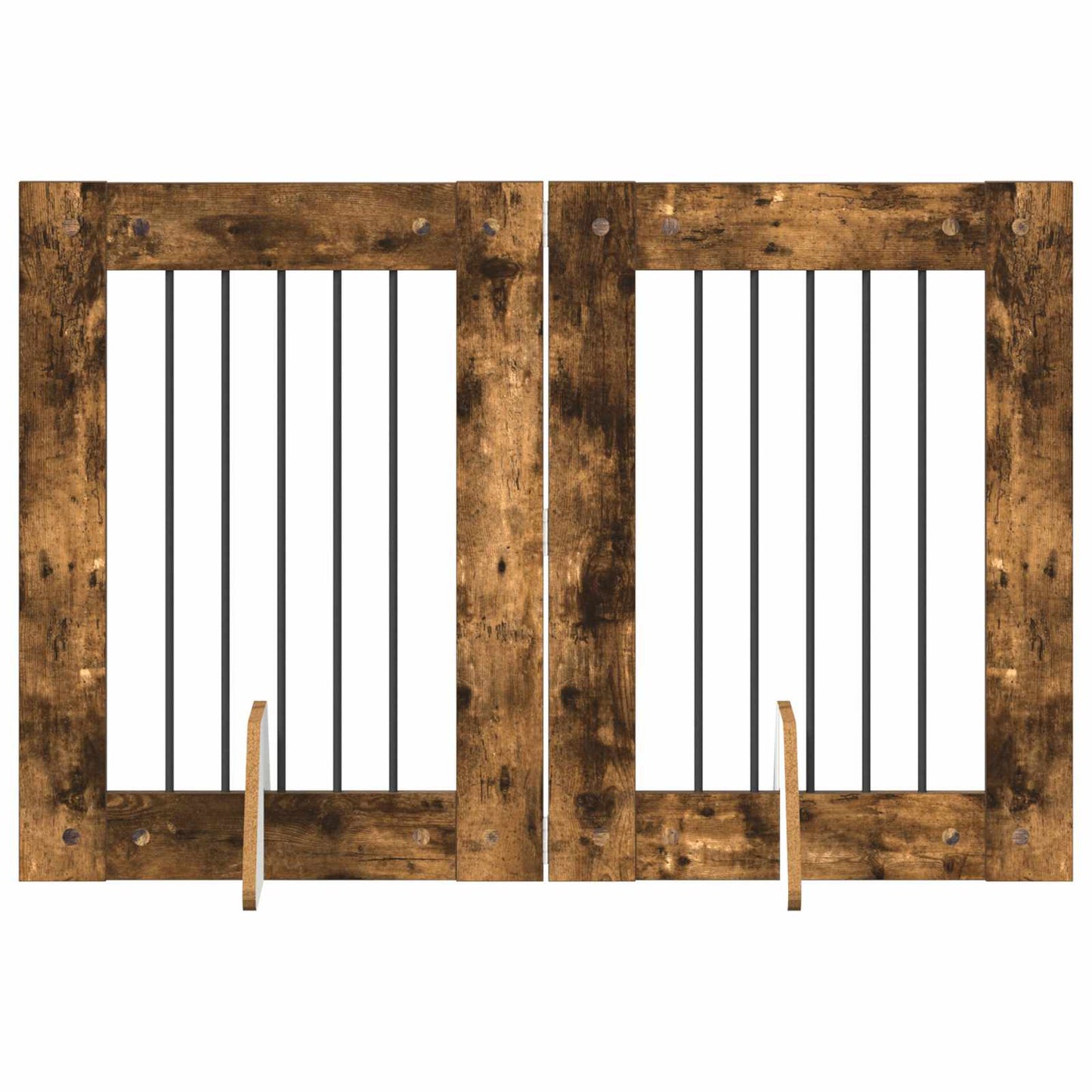 Foldbar hundegitter med stativer 2 pcs Røkt Eik 120,5 cm