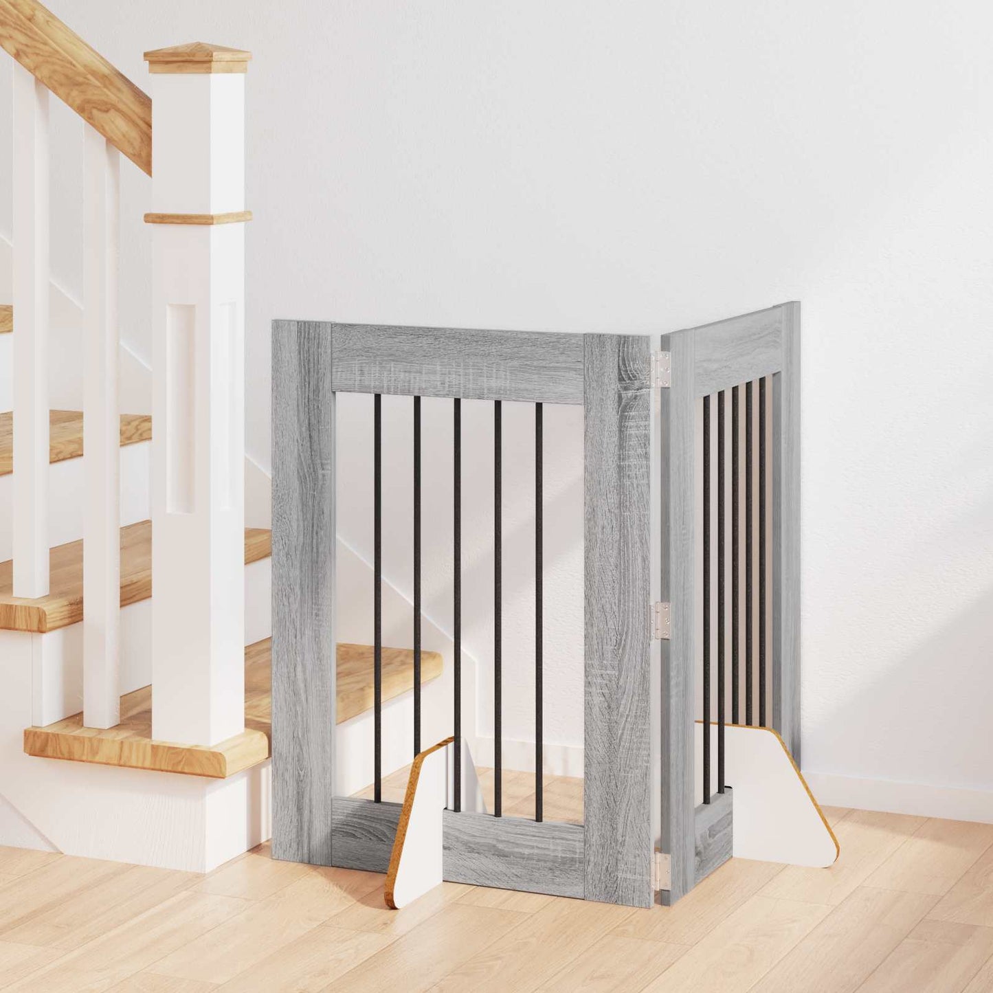 Foldbar hundegitter med stativer 2 pcs Grå sonoma 120,5 cm
