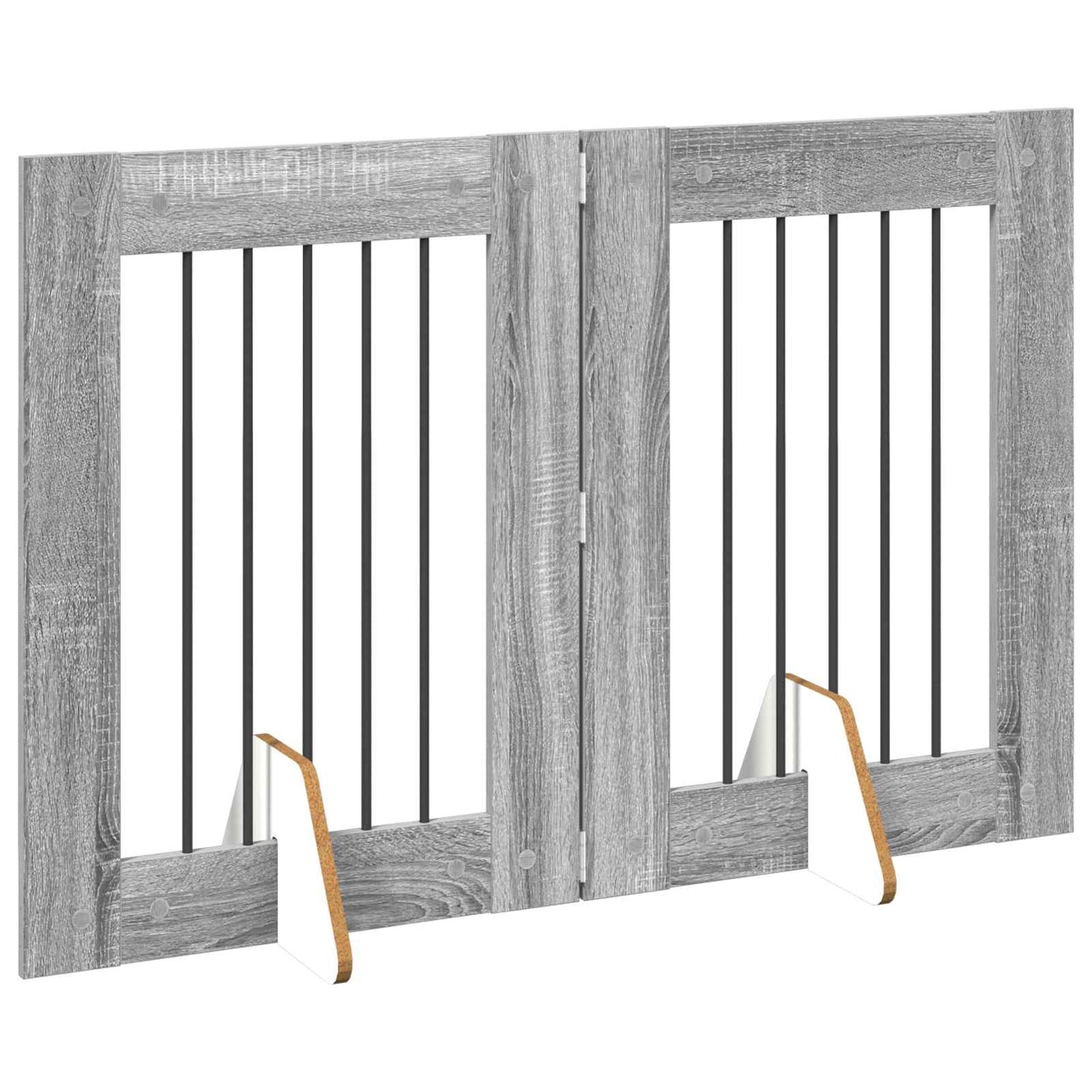 Foldbar hundegitter med stativer 2 pcs Grå sonoma 120,5 cm