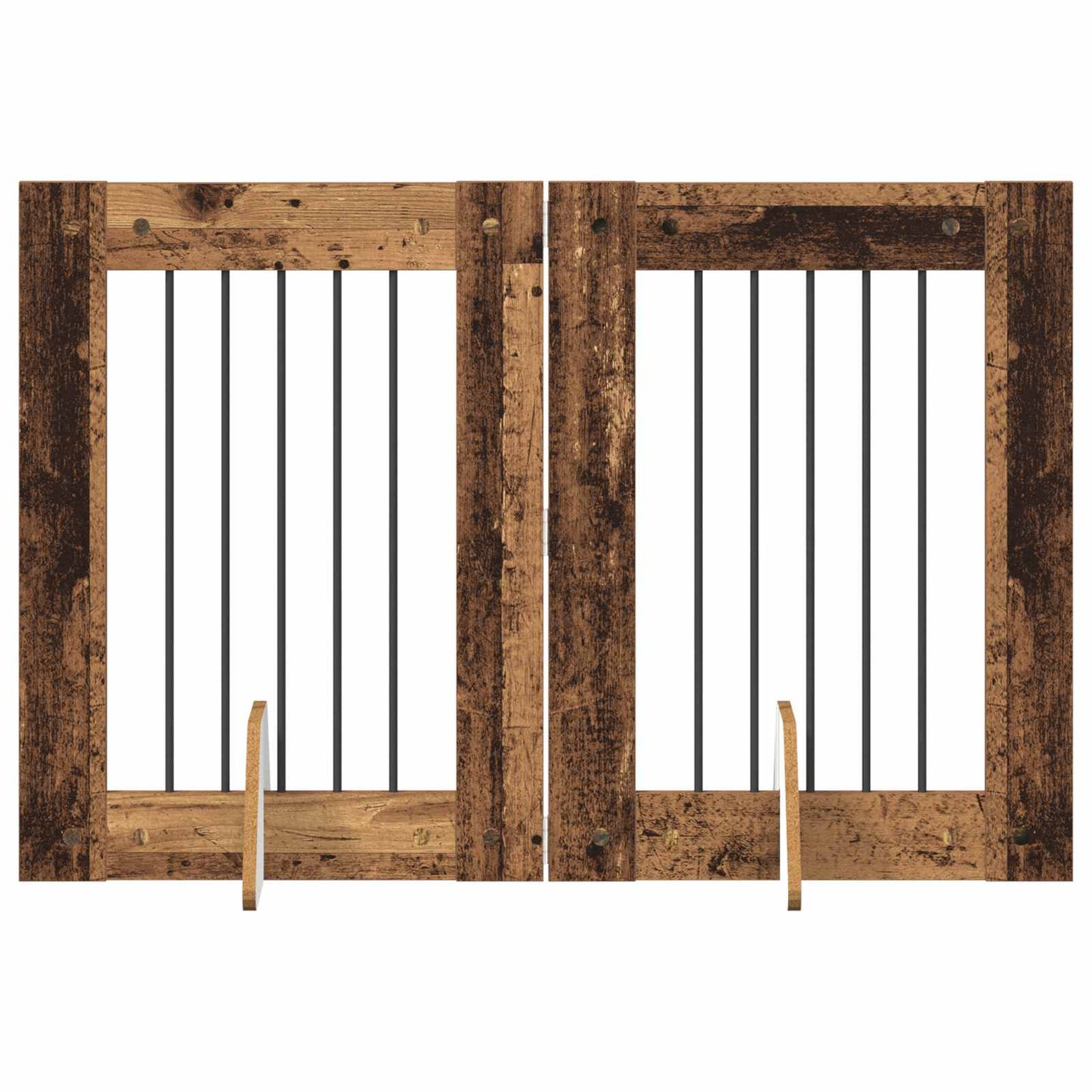 Foldbar hundegitter med stativer 2 pcs Gammelt tre 120,5 cm
