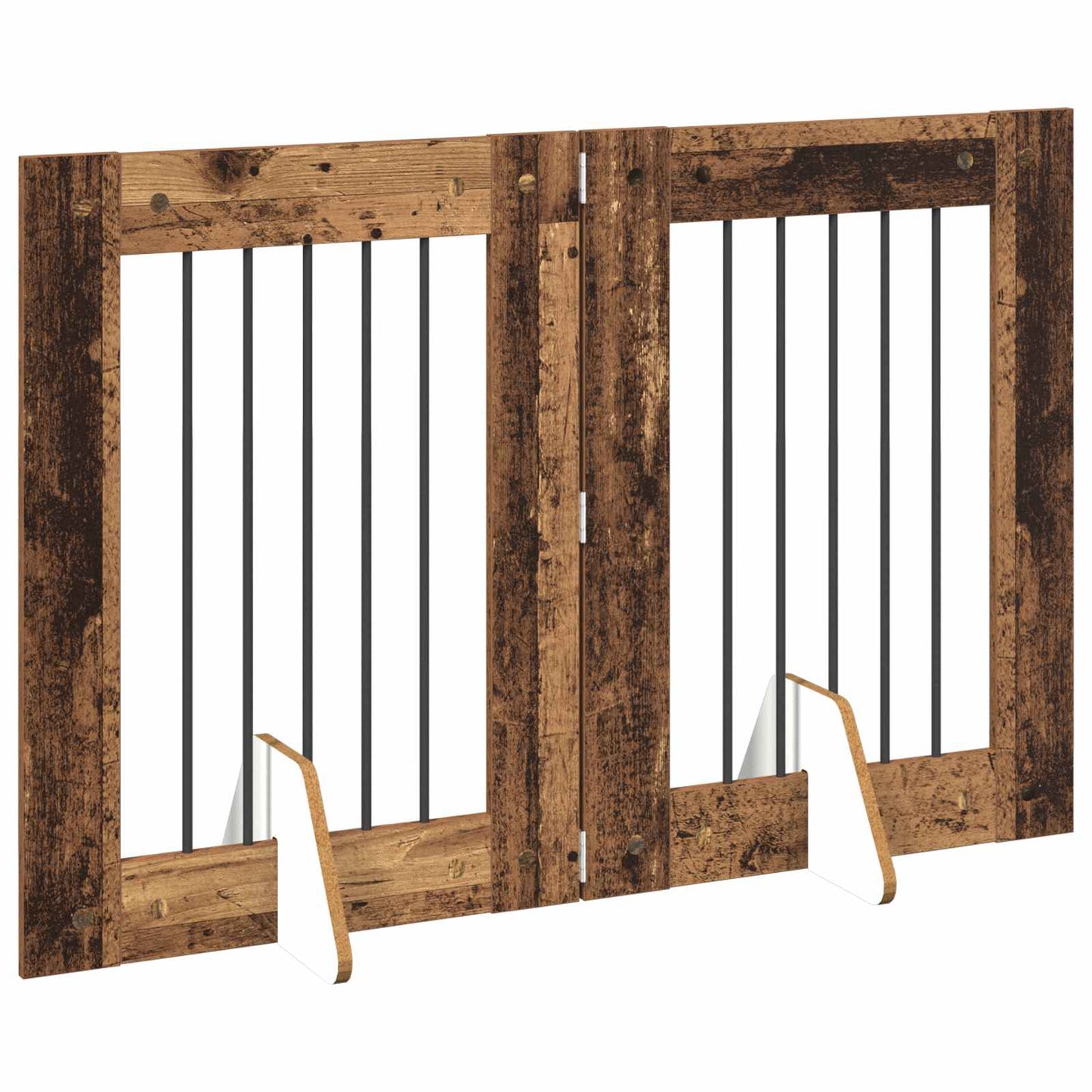 Foldbar hundegitter med stativer 2 pcs Gammelt tre 120,5 cm