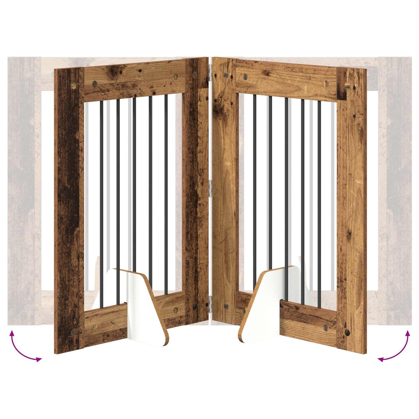 Foldbar hundegitter med stativer 2 pcs Gammelt tre 120,5 cm